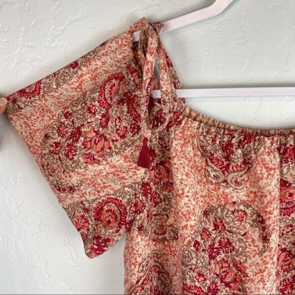 Madewell Silk Cold-Shoulder Dress Paisley Print Women's Medium Tie Strap Floral - Picture 3 of 8